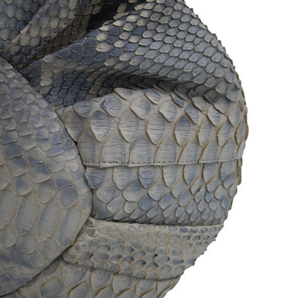 Nancy Gonzalez Light Gray & Cream Snake Leather Shoulder Bag - Picture 6 of 15